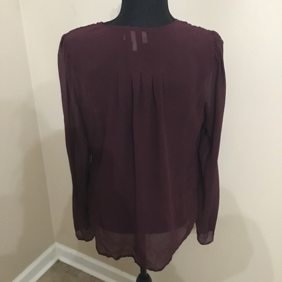 Anthropologie Moulinette Soeurs Women’s 100% Silk Burgundy Ruffled Top Size M - Picture 3 of 8